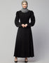 Modern Long Cuff Gathered Puffed Sleeve Abaya in the Shade Of Black