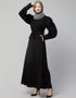 Modern Long Cuff Gathered Puffed Sleeve Abaya in the Shade Of Black