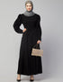 Modern Long Cuff Gathered Puffed Sleeve Abaya in the Shade Of Black
