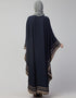 Muslim Free Size Kaftan With Contrast Banding In The Color Navy Blue