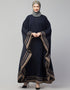 Muslim Free Size Kaftan With Contrast Banding In The Color Navy Blue