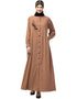 Arabic Front Open with Black Embroidery Casual Abaya In The Color Skin