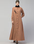 Arabic Front Open with Black Embroidery Casual Abaya In The Color Skin