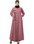 Chic Front open Contrast Embroidery Casual Abaya In The Color Mauve Pink