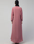 Chic Front open Contrast Embroidery Casual Abaya In The Color Mauve Pink