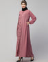Chic Front open Contrast Embroidery Casual Abaya In The Color Mauve Pink