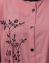 Chic Front open Contrast Embroidery Casual Abaya In The Color Mauve Pink