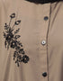 Trendy Front Open with Black Embroidery Casual Abaya In The Color Khaki