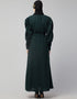 Muslim Long Cuff Gathered Puffed Sleeve with Bet A line Abaya in the Shade Of Green