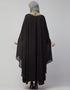 Trendy Double Layers Hand Copper Embroidered Kaftan In the Shade of Black