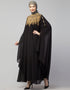 Trendy Double Layers Hand Copper Embroidered Kaftan In the Shade of Black