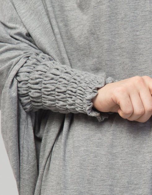 Modest Smoking At Sleeve Jersey Khimer With Harem Pant in the Shade of Grey