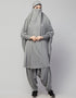 Modest Smoking At Sleeve Jersey Khimer With Harem Pant in the Shade of Grey
