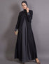 Muslim Contrast Yoke Black Grey Casual Abaya Black