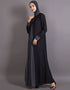 Muslim Contrast Yoke Black Grey Casual Abaya Black