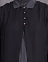 Muslim Contrast Yoke Black Grey Casual Abaya Black