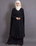 Arabic Embroidered neck band double layer Party Abaya Black