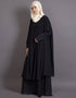Arabic Embroidered neck band double layer Party Abaya Black