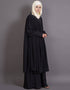 Arabic Embroidered neck band double layer Party Abaya Black