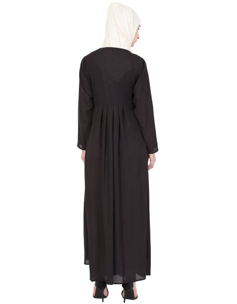 Muslimah Neck Embroidered Party Abaya Black