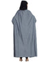 Chic Front open gather around neck Cotton Bohemian Abaya Blue