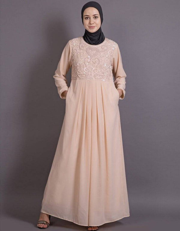 Dubai Embellishes Peach Burqown Peach