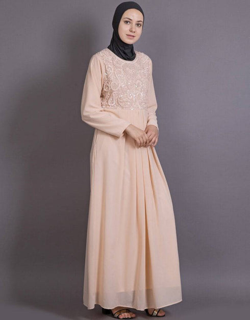 Dubai Embellishes Peach Burqown Peach
