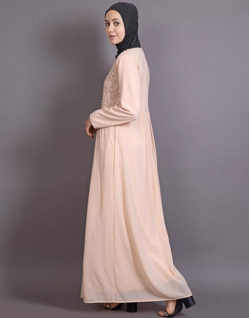 Dubai Embellishes Peach Burqown Peach