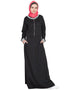 Muslim Front closer contrast band cuff Travel Abaya Black