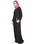 Muslim Front closer contrast band cuff Travel Abaya Black