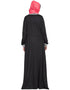 Muslim Front closer contrast band cuff Travel Abaya Black