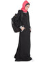 Muslim Front closer contrast band cuff Travel Abaya Black