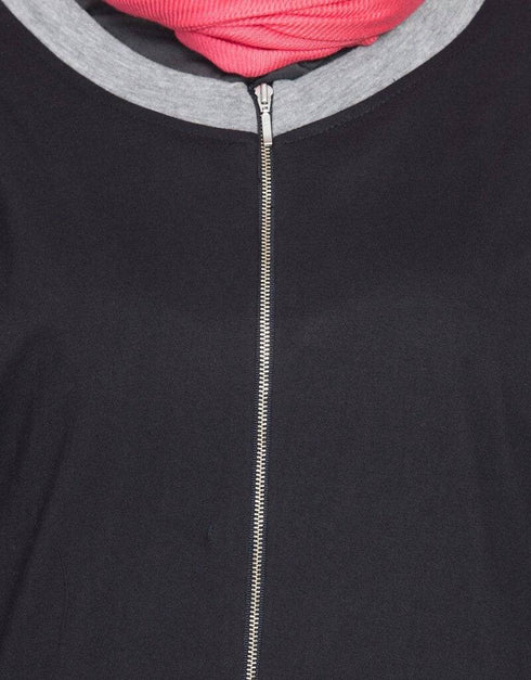 Muslim Front closer contrast band cuff Travel Abaya Black