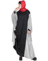Arabic Kaftan style contrast Black Grey Irani Abaya Black