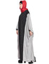 Arabic Kaftan style contrast Black Grey Irani Abaya Black