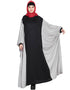 Arabic Kaftan style contrast Black Grey Irani Abaya Black