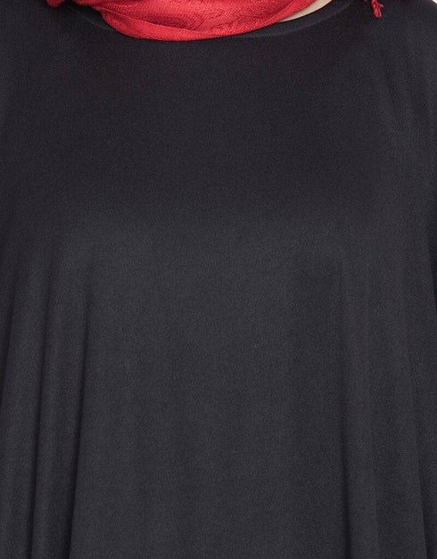 Arabic Kaftan style contrast Black Grey Irani Abaya Black