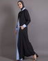 Muslimah Contrast Yoke Black and Sky Blue Casual Abaya Black