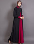 Chic Contrast Yoke Black Maroon Casual Abaya Black