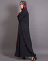 Chic Contrast Yoke Black Maroon Casual Abaya Black