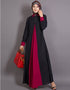 Chic Contrast Yoke Black Maroon Casual Abaya Black