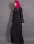 Trendy Embroidered Butterfly Sleeve Party Abaya Black