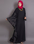 Trendy Embroidered Butterfly Sleeve Party Abaya Black