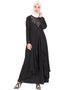Modern Neck Embroidered Party Abaya Black