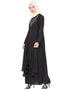 Modern Neck Embroidered Party Abaya Black