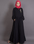Muslim Balloon sleeve bohemian Abaya Black