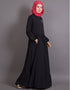 Muslim Balloon sleeve bohemian Abaya Black
