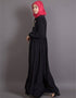 Muslim Balloon sleeve bohemian Abaya Black