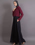 Modest Contrast body daily wear Maroon Black Abaya Black