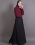 Modest Contrast body daily wear Maroon Black Abaya Black